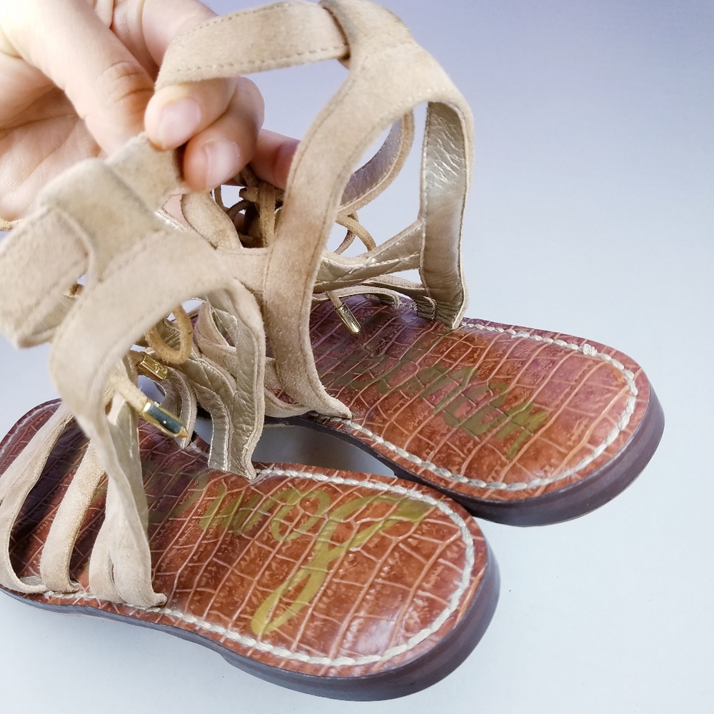 🌸 Sam Edelman | Beige Suede Lace up Sandal - Picture 5 of 11